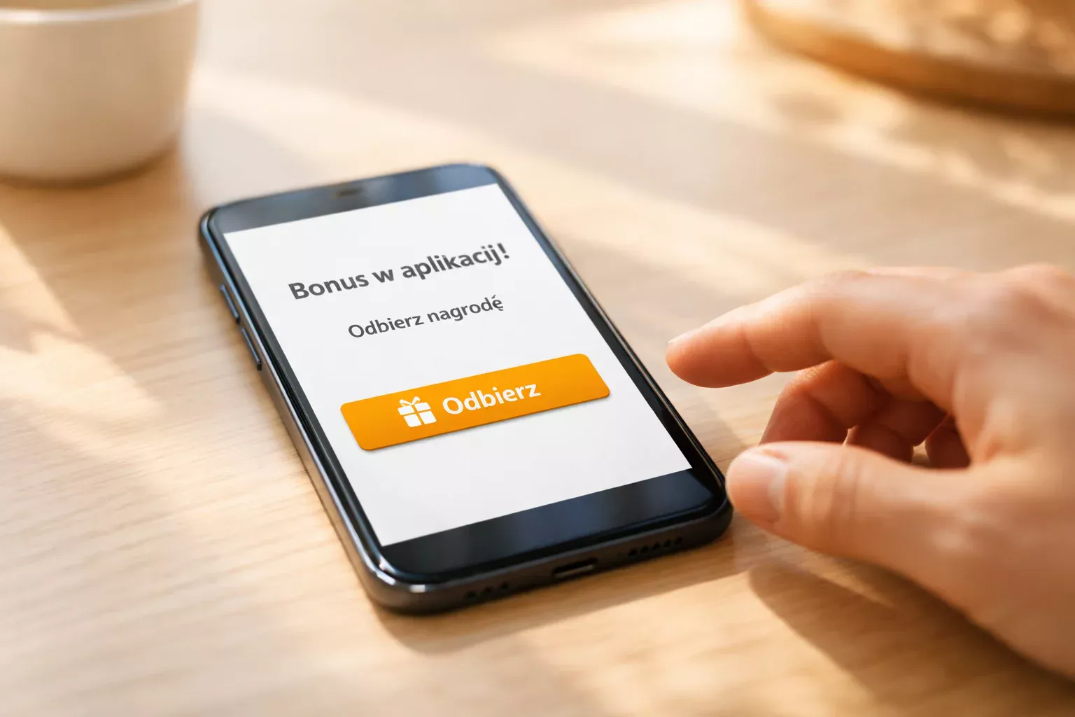 Powiadomienie o bonusie na ekranie smartfona