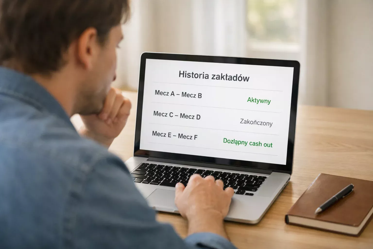 Osoba sprawdzająca historię kuponów na laptopie