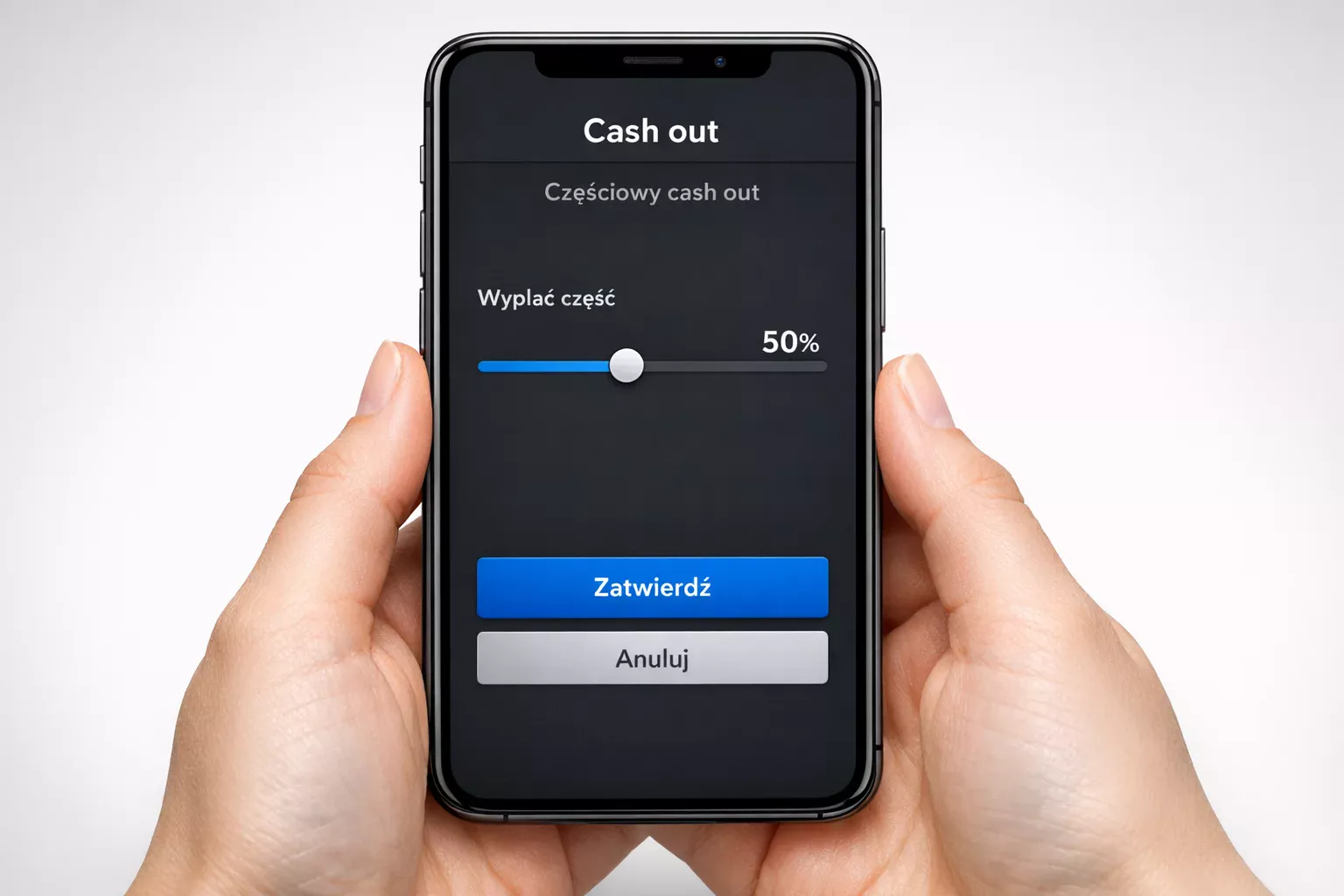 Ekran smartfona z opcją częściowego cash outu