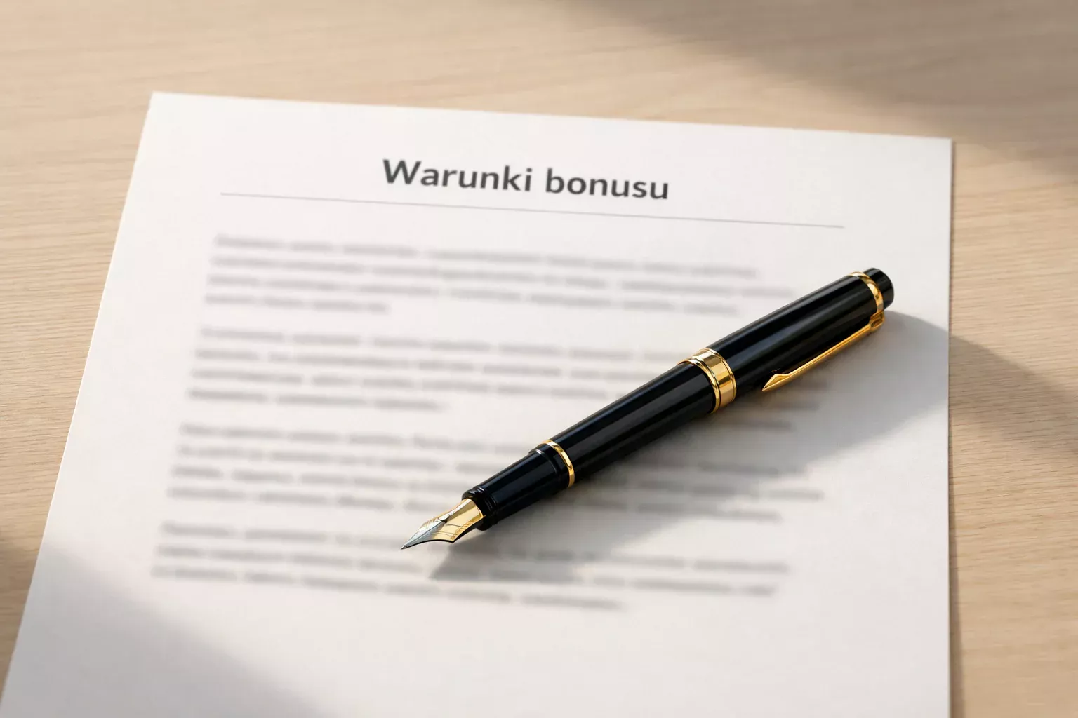 Dokument z regulaminem i długopis