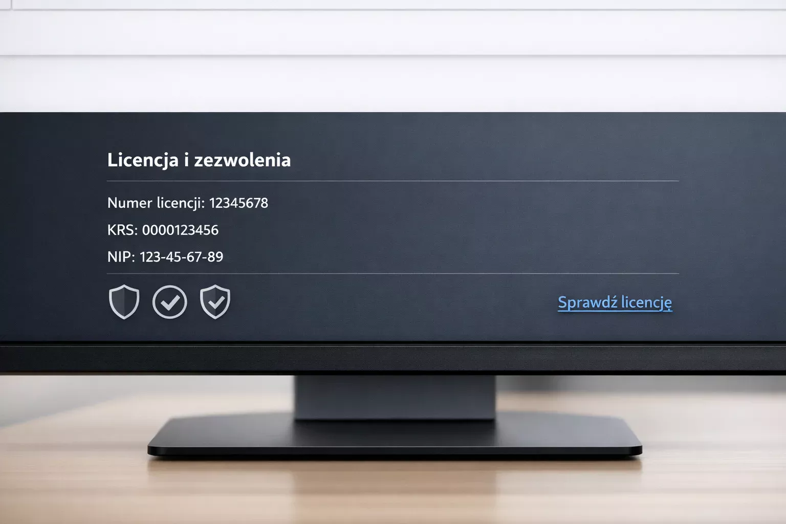 Stopka strony internetowej z informacją o licencji
