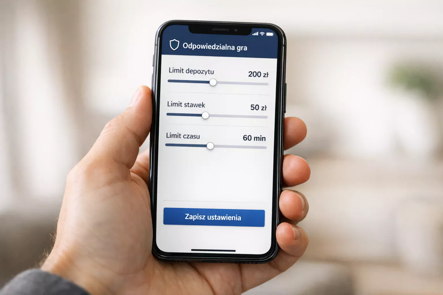 Osoba ustawiająca limit gry na smartfonie