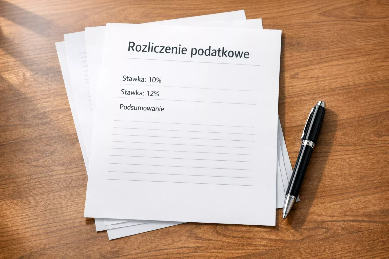 Dokumenty podatkowe i kalkulator na biurku