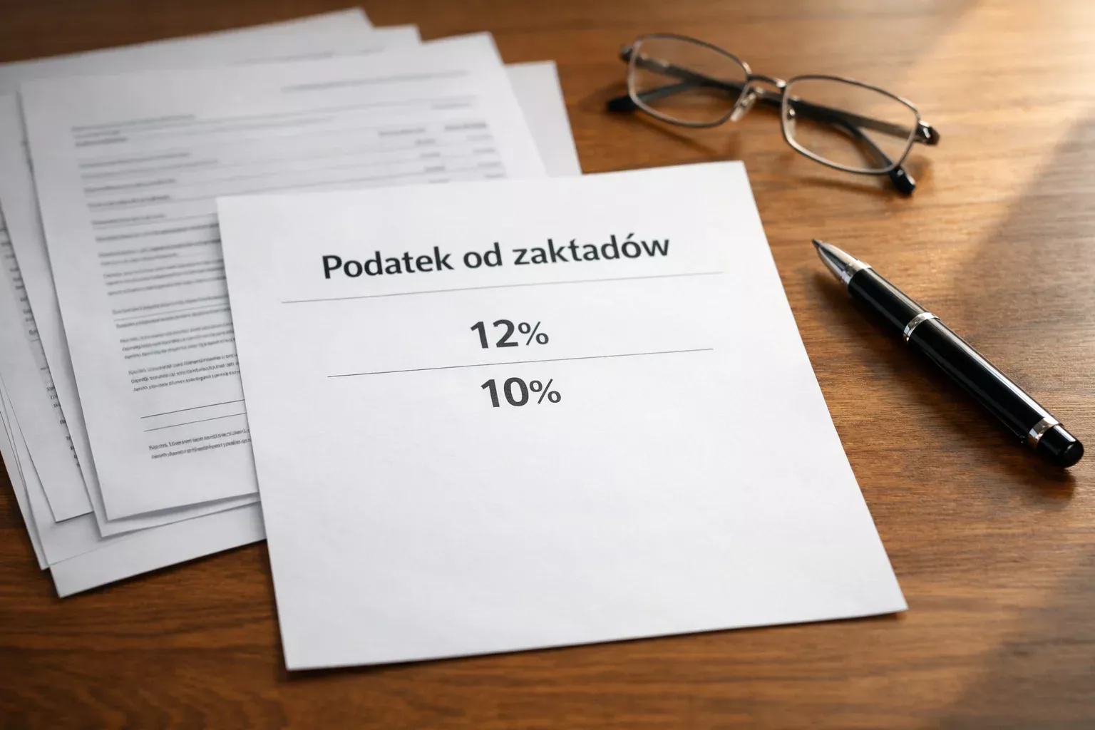 Dokumenty podatkowe i kalkulator na biurku