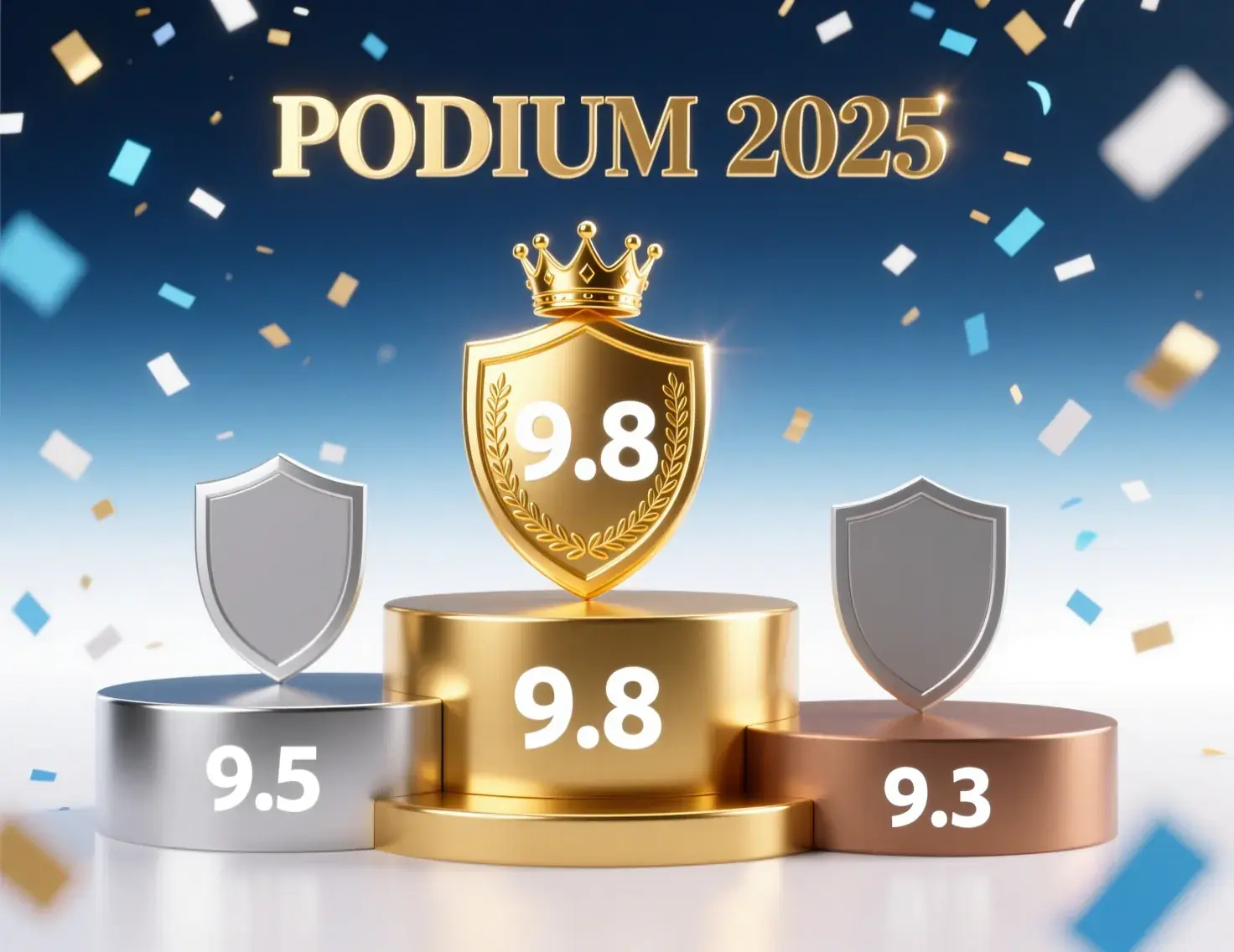 Podium TOP 3 bukmacherów w Polsce - złoty, srebrny i brązowy medal z ocenami